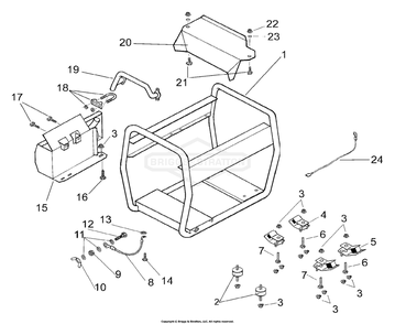 Cradle Diagram and Parts List for 1957-0  Briggs and Stratton Generator